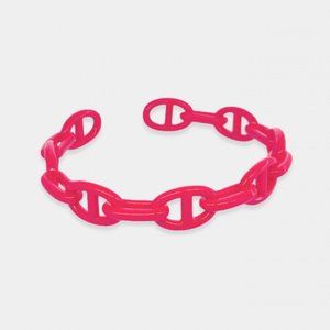 NEW Enamel Hot Pink Mariner Chain Cuff Bracelet